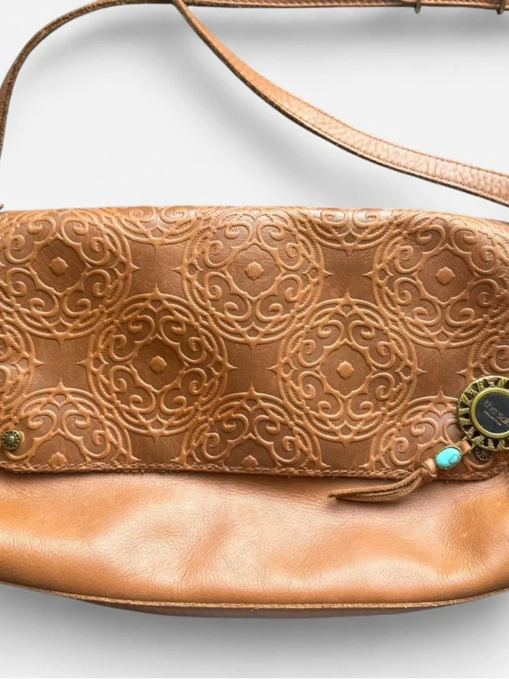 The Sak Brown Stamped Leather Crossbody Purse - Picture 3 of 5